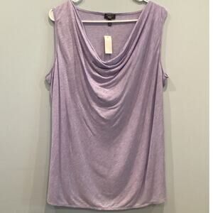 Talbots Womens Cowl Neck Sleeveless Shirt Plus Size 1X Top Purple Drape Neck NEW